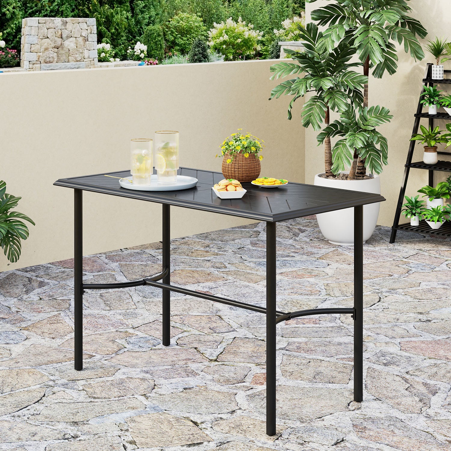 Tall metal outdoor deals table