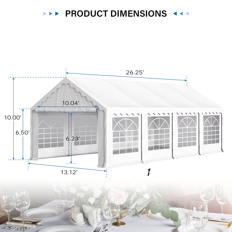 Phi Villa Heavy Duty Party Tent Wedding Event Shelter with Removable Sidewalls