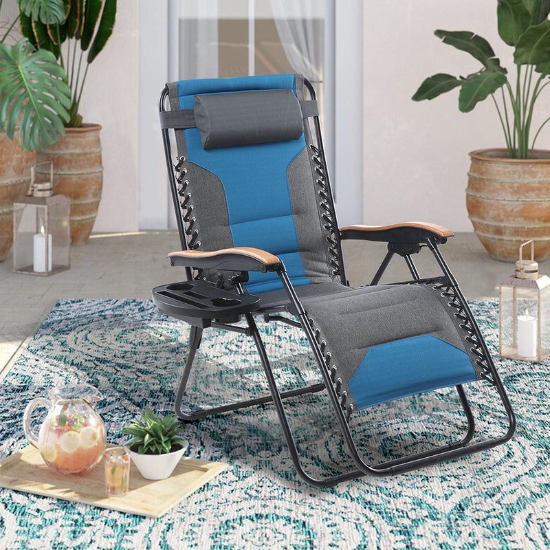 PHI VILLA Oversized Padded Zero Gravity Chair with Cup Holder