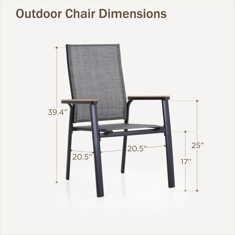 PHI VILLA 7-Piece/9-Piece Outdoor Dining Set with Textilene Dining Chairs & Adjustable Table