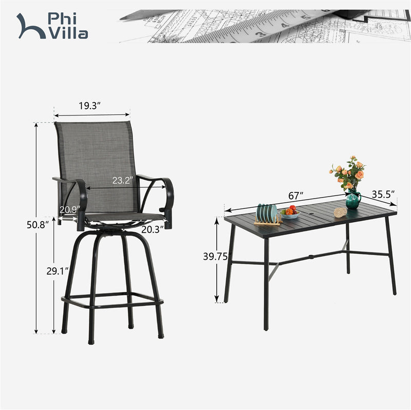 7-Piece Patio Bar Set with 6 Bar Stools for Poolside, Graden PH VILLA