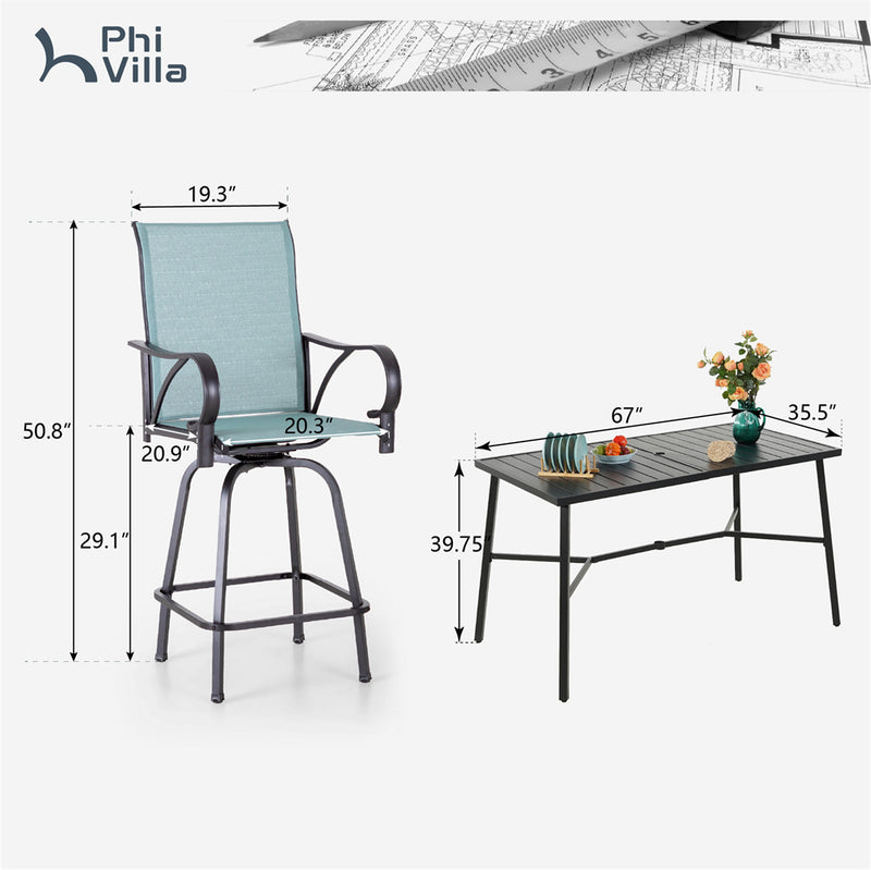 7-Piece Patio Bar Set with 6 Bar Stools for Poolside, Graden PH VILLA