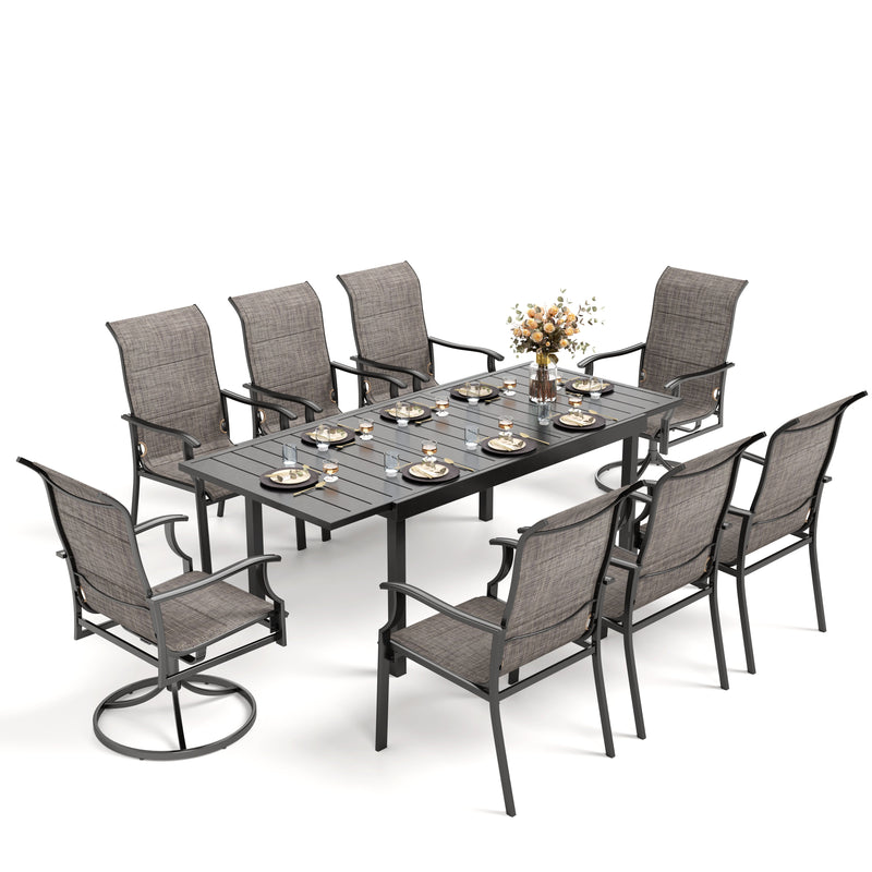 7/9-Piece Patio Dining Set with Extendable Table & High-back Padded Chairs PHI VILLA