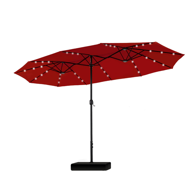 PHI VILLA 15ft 11-Color Double-Sided Patio Extra Large Umbrella With LED Lights