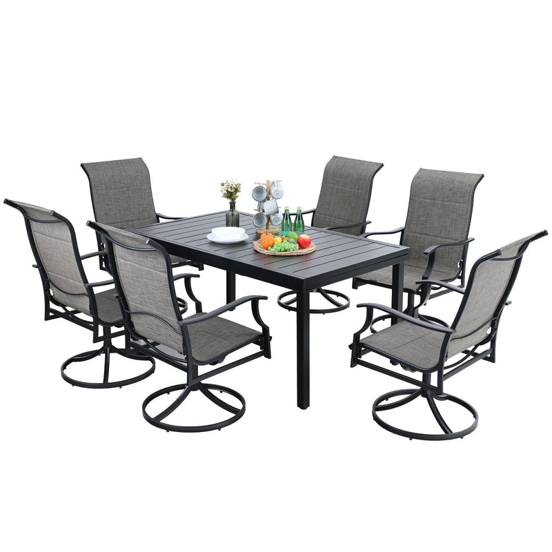 7/9-Piece Patio Dining Set with Extendable Table & High-back Padded Chairs PHI VILLA