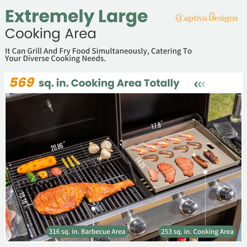 Captiva Designs Large-size Outdoor Gas Grill & Griddle Combo