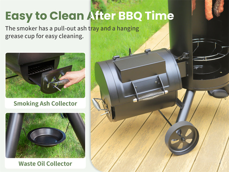 Vertical Charcoal Patio Smoker with Offset Smoke Box Domestic and Heave Duty-Captiva Designs