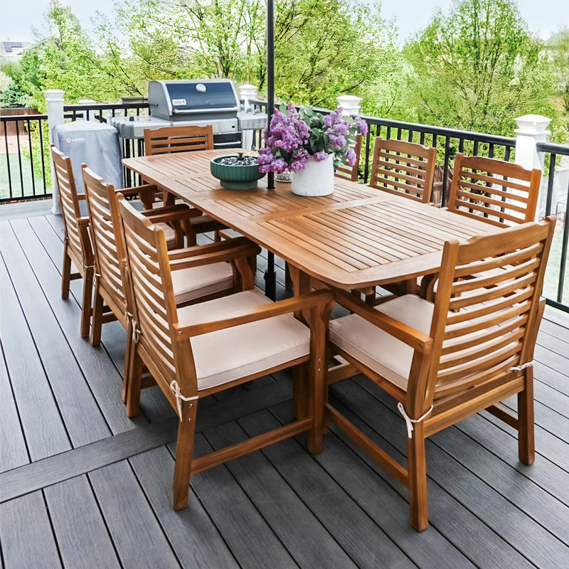 PHI VILLA Acacia Wood Patio Expandable Table