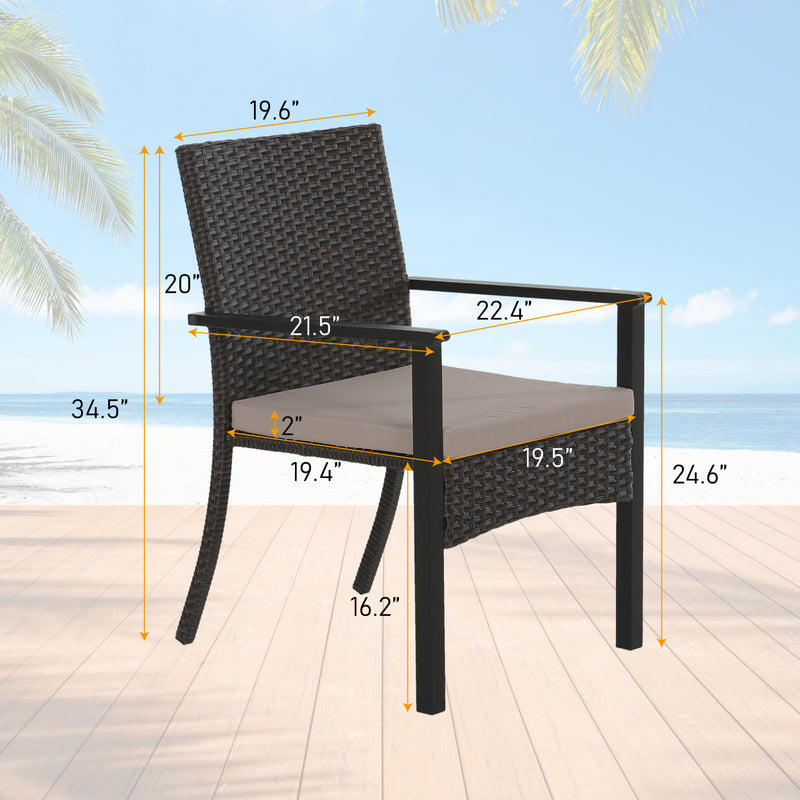 9-Piece Outdoor Dining Set with Brown Rattan Dining Chair for Deck and Patio-Phi Villa