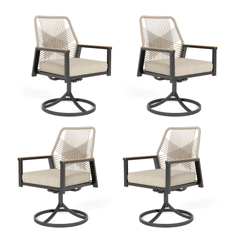 Stylish Rattan Rope Patio Dining Chairs-Phi Villa