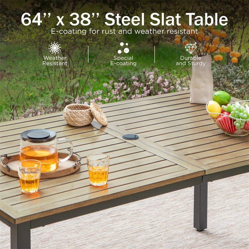 7-Piece Patio Dining Set with Upgraded High Back Chairs and Farmhouse Style Wood-grain Table