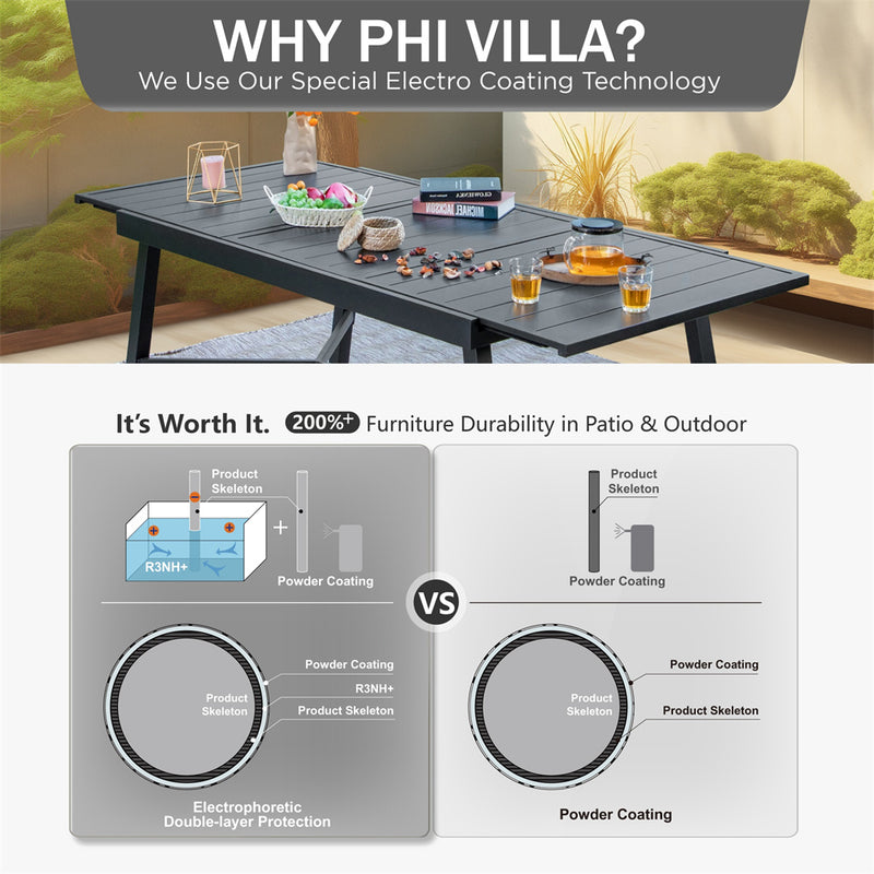 7/9-Piece Outdoor Dining Set with Extendable Table for Multiple Uses PHI VILLA