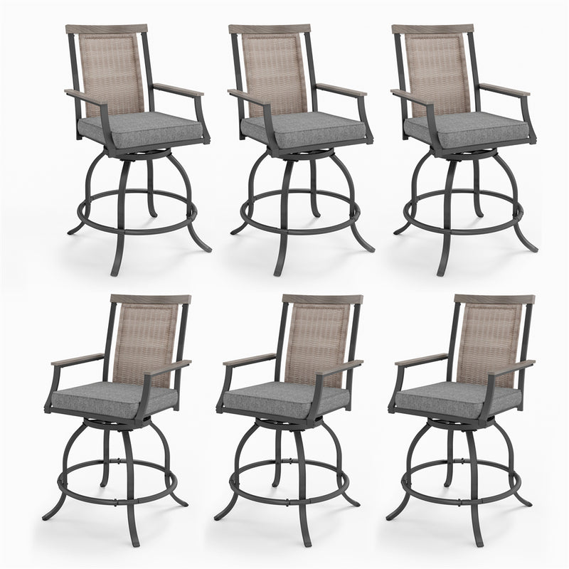 Phi Villa Outdoor Swivel Bar Stools with Rattan Backrest