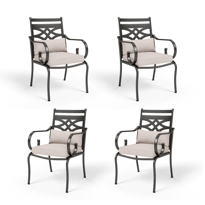 PHI VILLA Knit Mesh Pattern Patio Dining Chairs