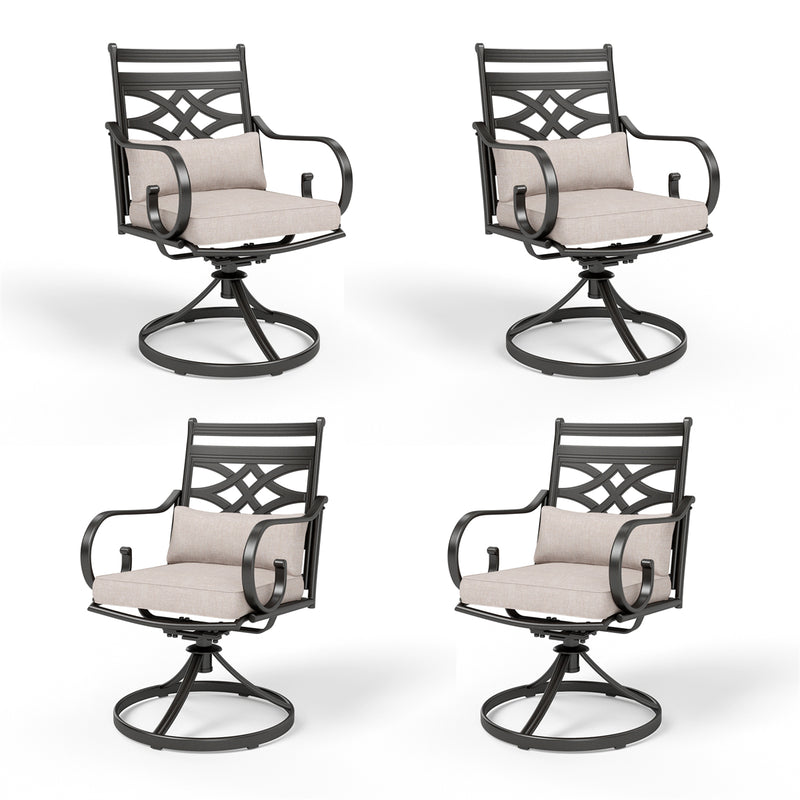 PHI VILLA Knit Mesh Pattern Patio Dining Chairs