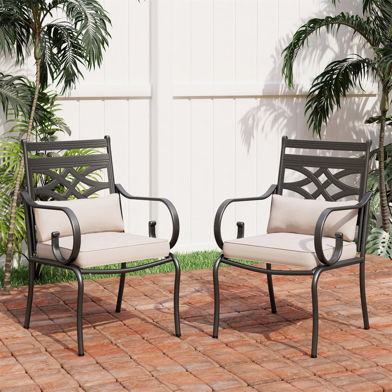 PHI VILLA Knit Mesh Pattern Patio Dining Chairs