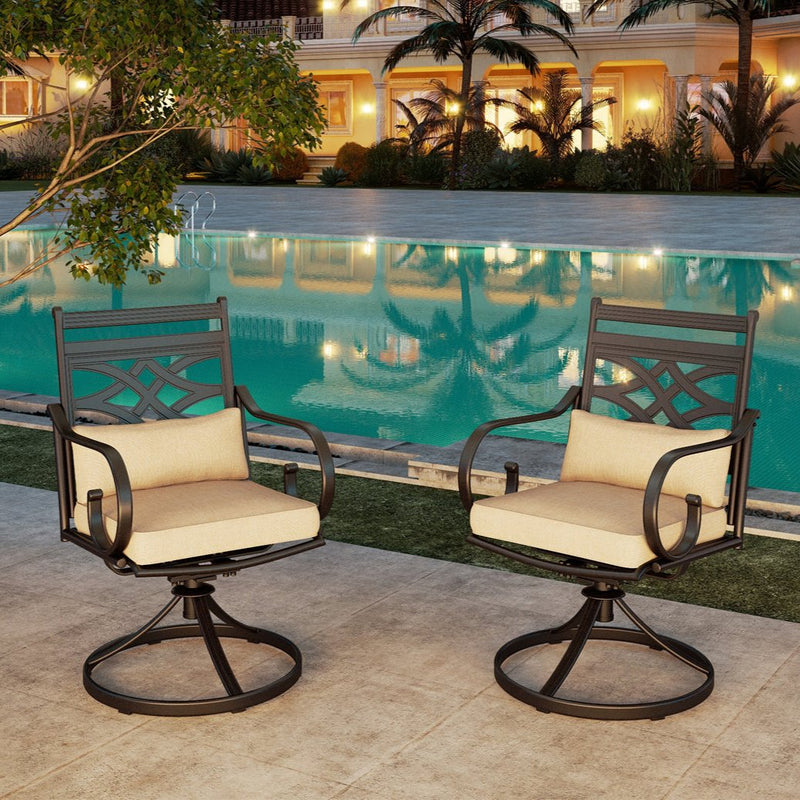 PHI VILLA Knit Mesh Pattern Patio Dining Chairs