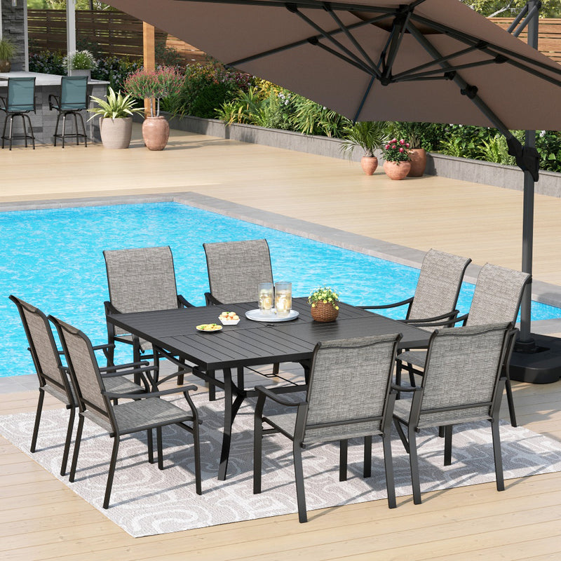 9-Piece Patio Textliene Dining Set for Family Reunion PHI VILLA