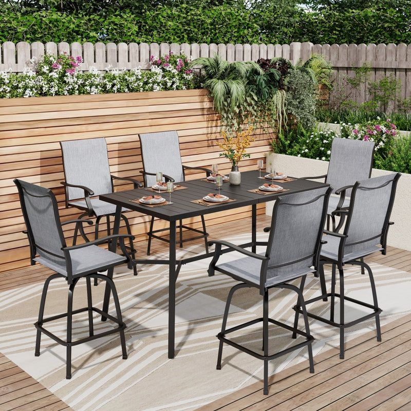 7-Piece Outdoor Bar Stool Set with 6 Seat for Poolside, Graden PH VILLA