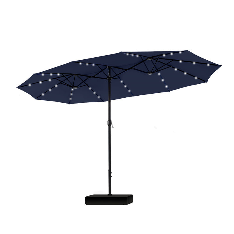 PHI VILLA 15ft Double-Sided Patio Extra Large Umbrella With LED Lights