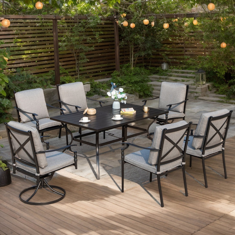 Phi VIlla Calabash 7-Piece Patio Dining Set with Mixed Chairs