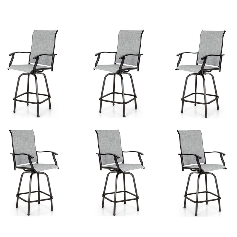 Outdoor Textilene All-Weather Swivel Bar Stools With Arms PHI VILLA