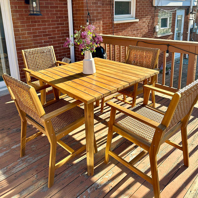 5-pcs vocation wooden dining set for deck