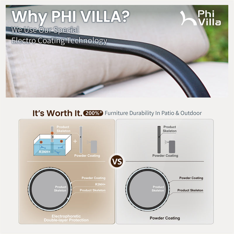 PHI VILLA Outdoor Steel Swivel Cushioned Bar Stools With Pillows