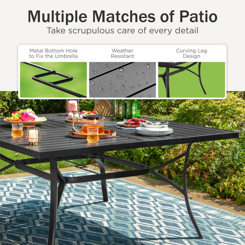 9-Piece Patio Dining Set with Stylish Rattan Rope Chairs and Square Table for 8-Phi Villa