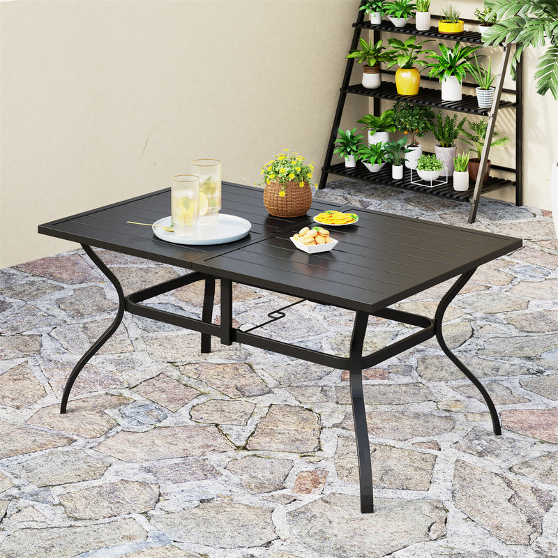 Phi Villa 6 Person Outdoor Metal Dining Table with Umbrella Hole