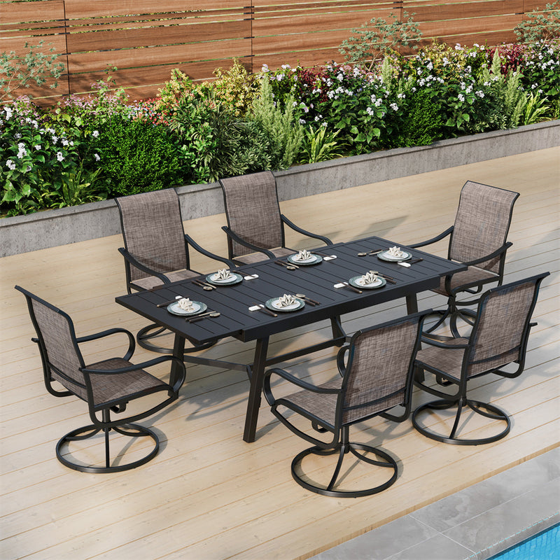 7/9-Piece Outdoor Dining Set with Extendable Table for Multiple Uses PHI VILLA