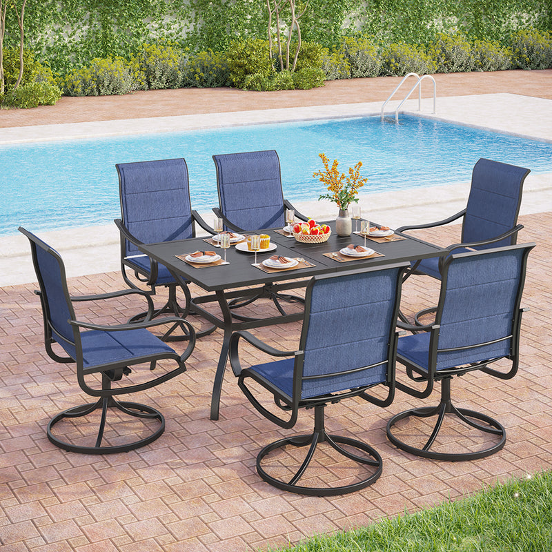 7-Piece Patio Dining Set with Upgraded Padded Textilene Chairs for Deck, Backyard PHI VILLA