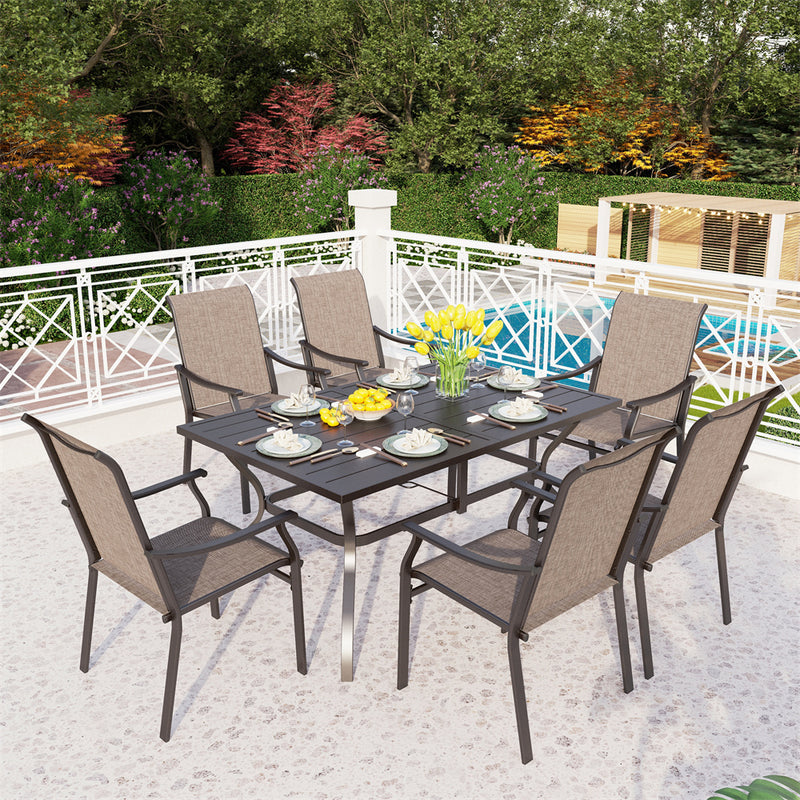 Patio 2-Piece Textliene Fixed Chair for Dining Garden PHI VILLA