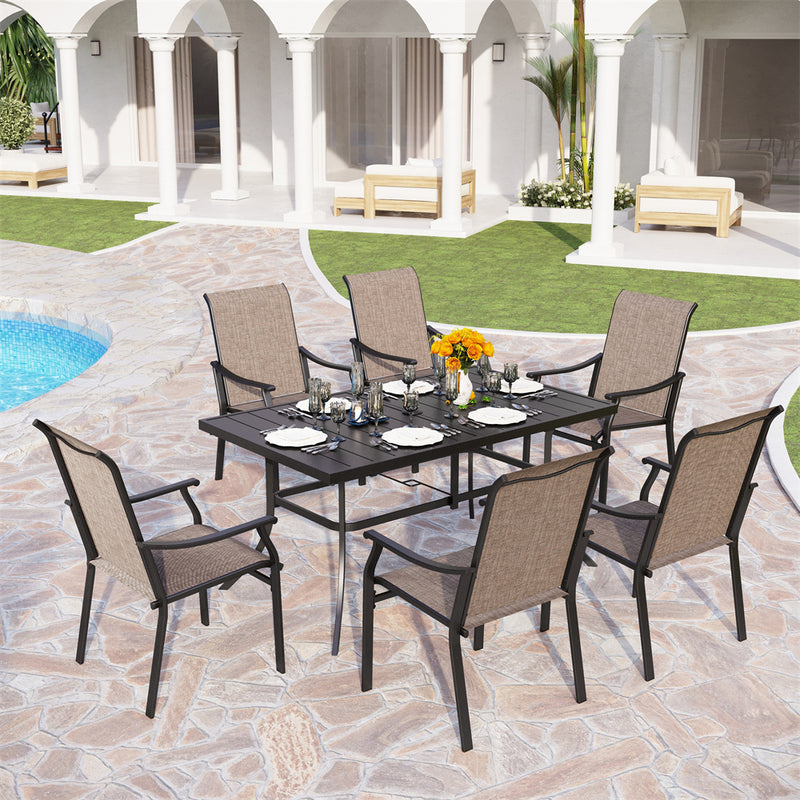 Patio 2-Piece Textliene Fixed Chair for Dining Garden PHI VILLA