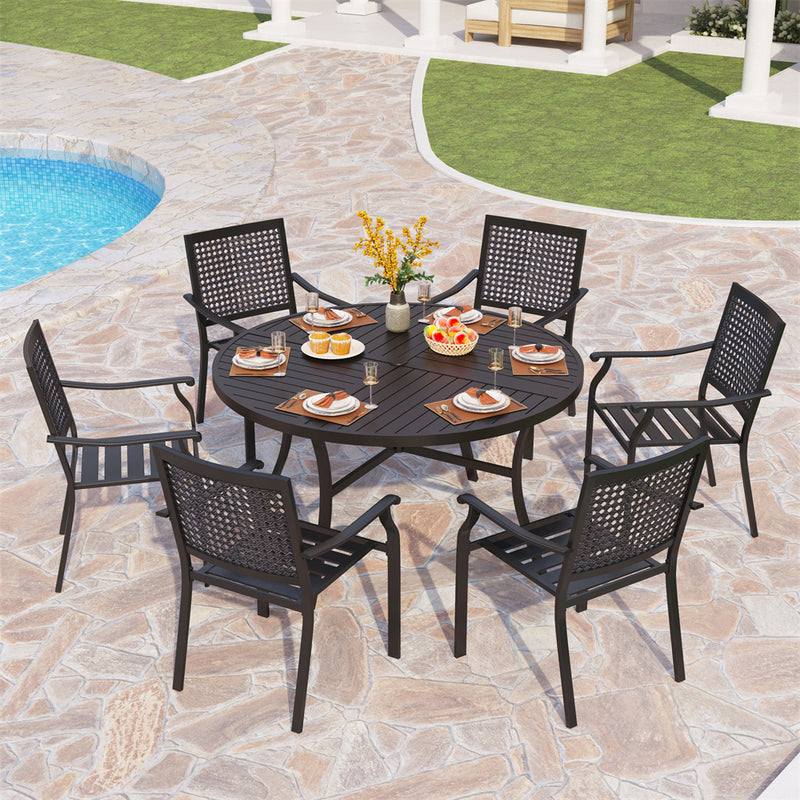 7 piece outdoor dining set round table sale