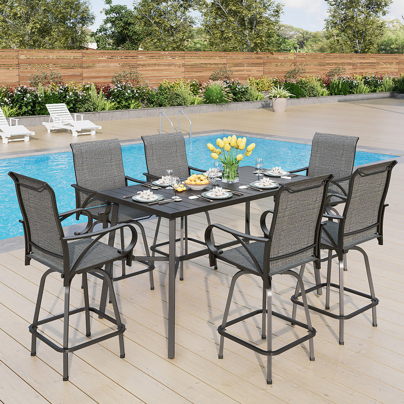 7-Piece Patio Bar Set with 6 Bar Stools for Poolside, Graden PH VILLA