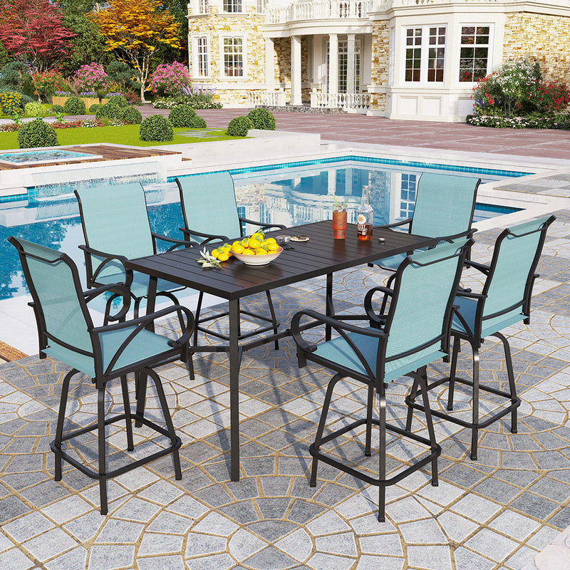 7-Piece Patio Bar Set with 6 Bar Stools for Poolside, Graden PH VILLA