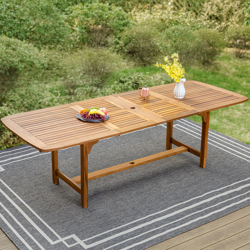 PHI VILLA Acacia Wood Patio Expandable Table