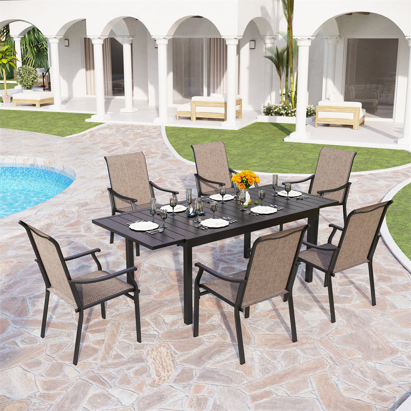 7-Piece/9-Piece Patio Dining Set with Extendable Table for Backyard PHI VILLA