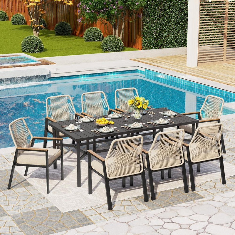 rope chair outdoor dining set for 8