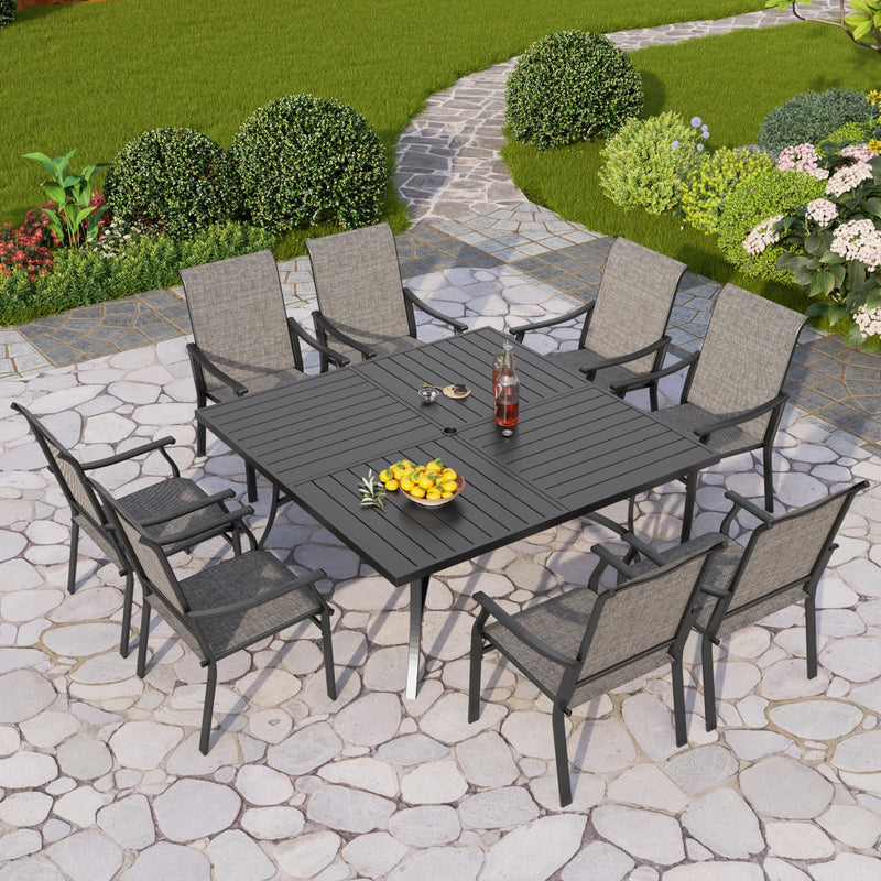 9-Piece Patio Textliene Dining Set for Family Reunion PHI VILLA