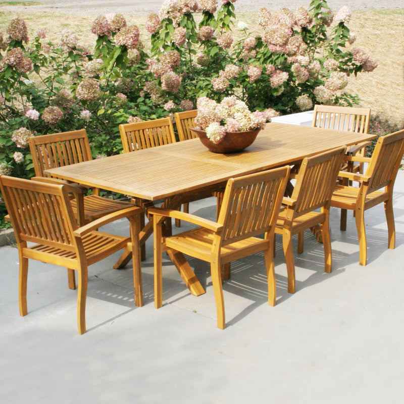 8-seat vacation wooden dining set for deck