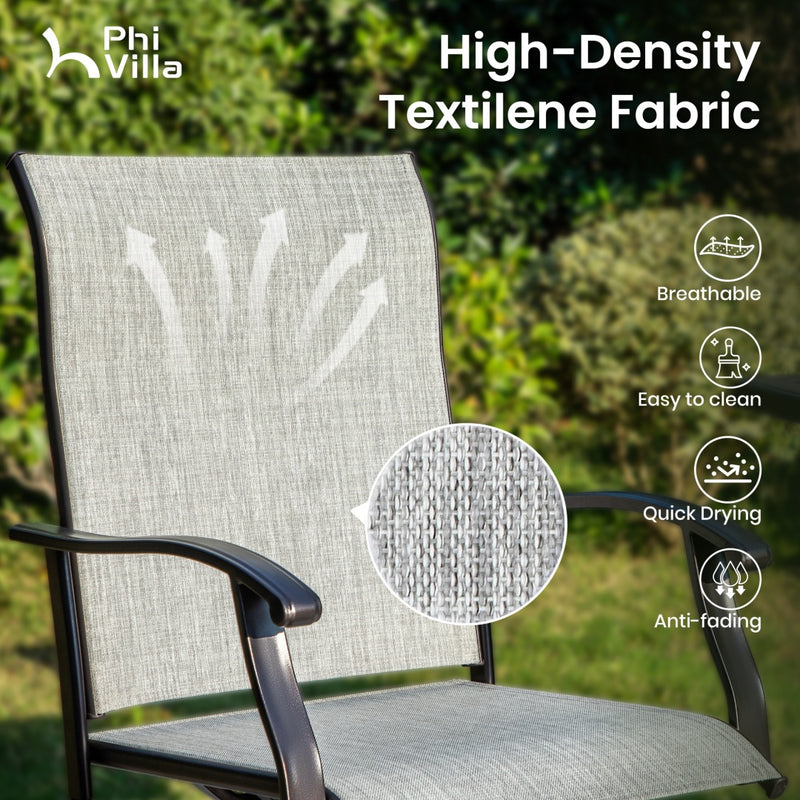 Outdoor Textilene All-Weather Swivel Bar Stools With Arms PHI VILLA