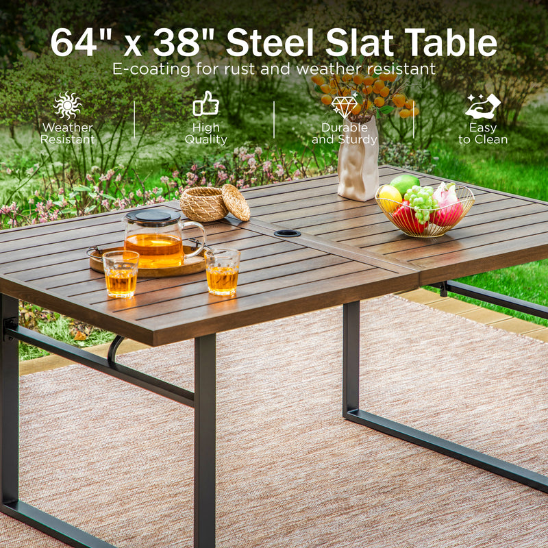 Phi Villa Patio Rectangle Patio Dining Table with U-shaped legs