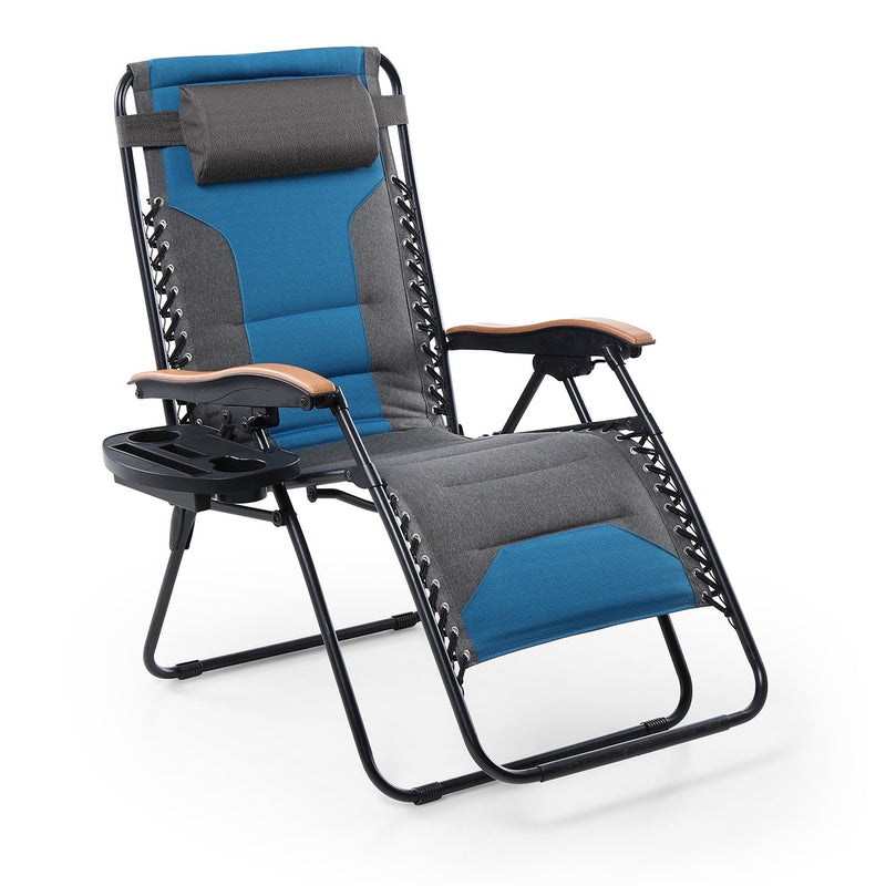 PHI VILLA Oversized Padded Zero Gravity Chair with Cup Holder