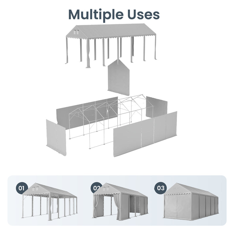 PHI VILLA 13x32ft Premium Outdoor Gray Carport Best Durable Storage Shed