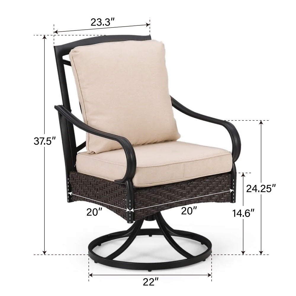 Rattan Dining Chair, Tilt Swivel, Caters & Seat Cushion, Bay Point Style  (Minimum 2)