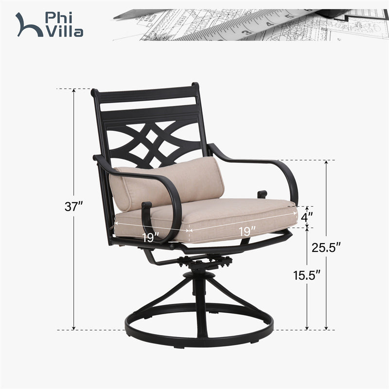 PHI VILLA Knit Mesh Pattern Patio Dining Chairs