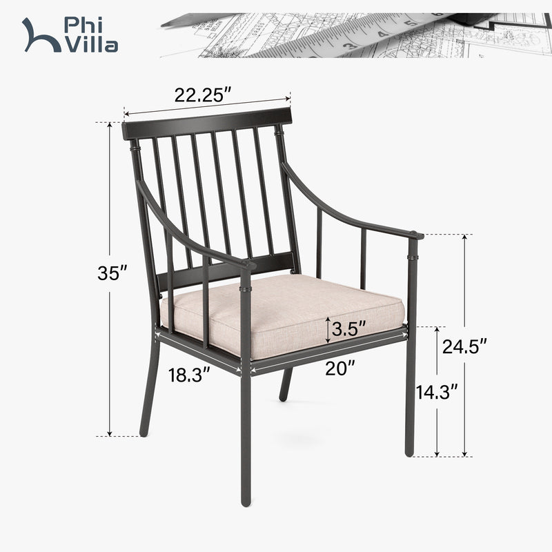 Phi Villa 9-Pcs Patio Dining Set with 60" Square Table and Fashionable Steel Chairs