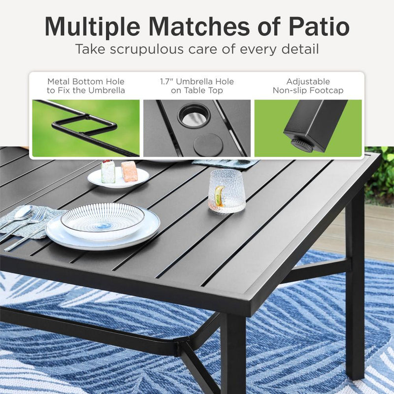 9-Piece Outdoor Dining Set with Brown Rattan Dining Chair for Deck and Patio-Phi Villa